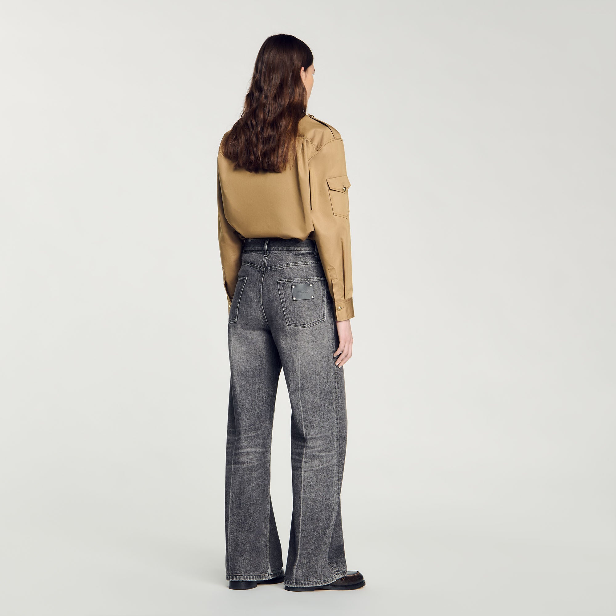 Low-Waisted Straight-Leg Jeans Grey