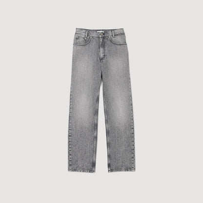 Low-Waisted Straight-Leg Jeans Grey