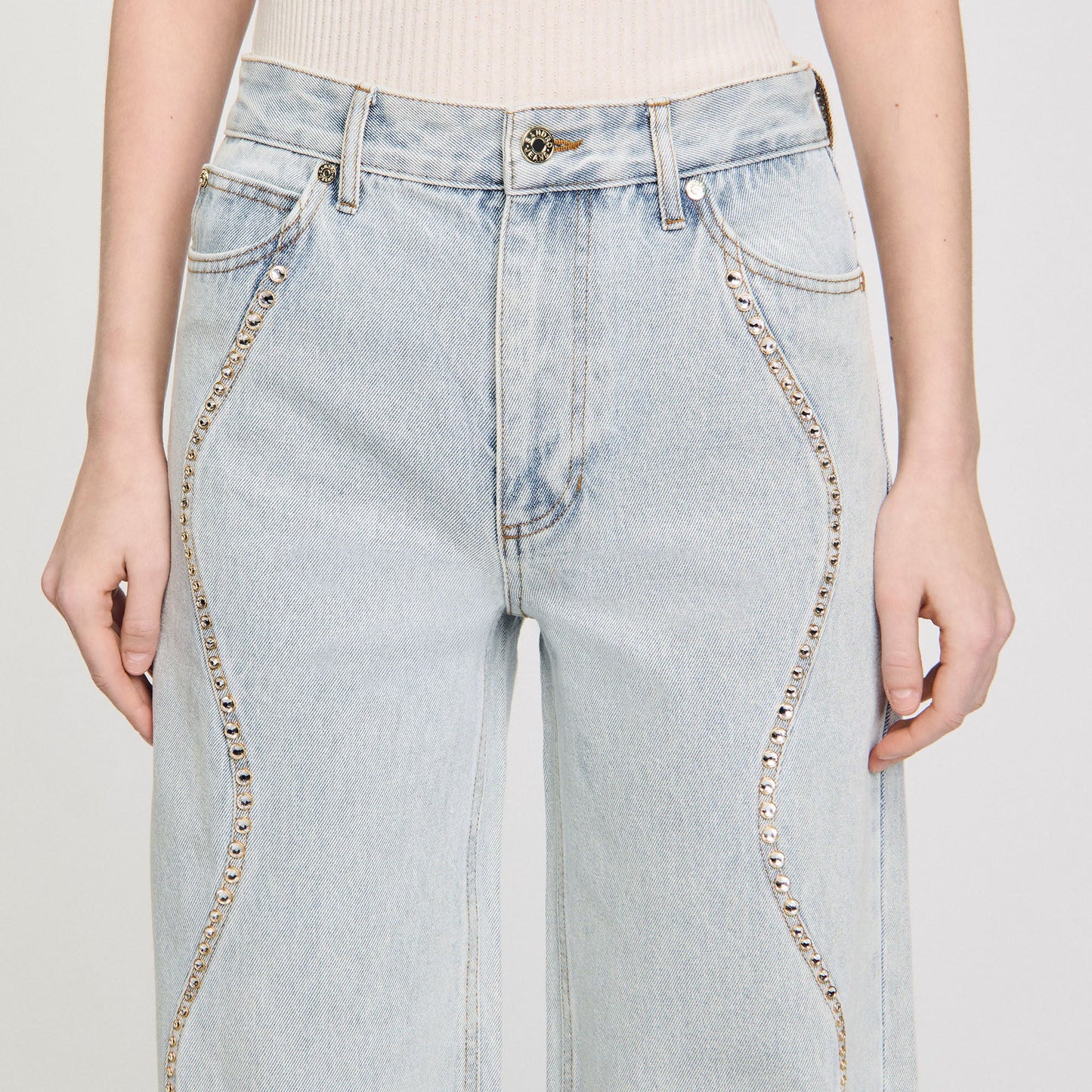Jeans With Rhinestone Stripes Light Bu Jean
