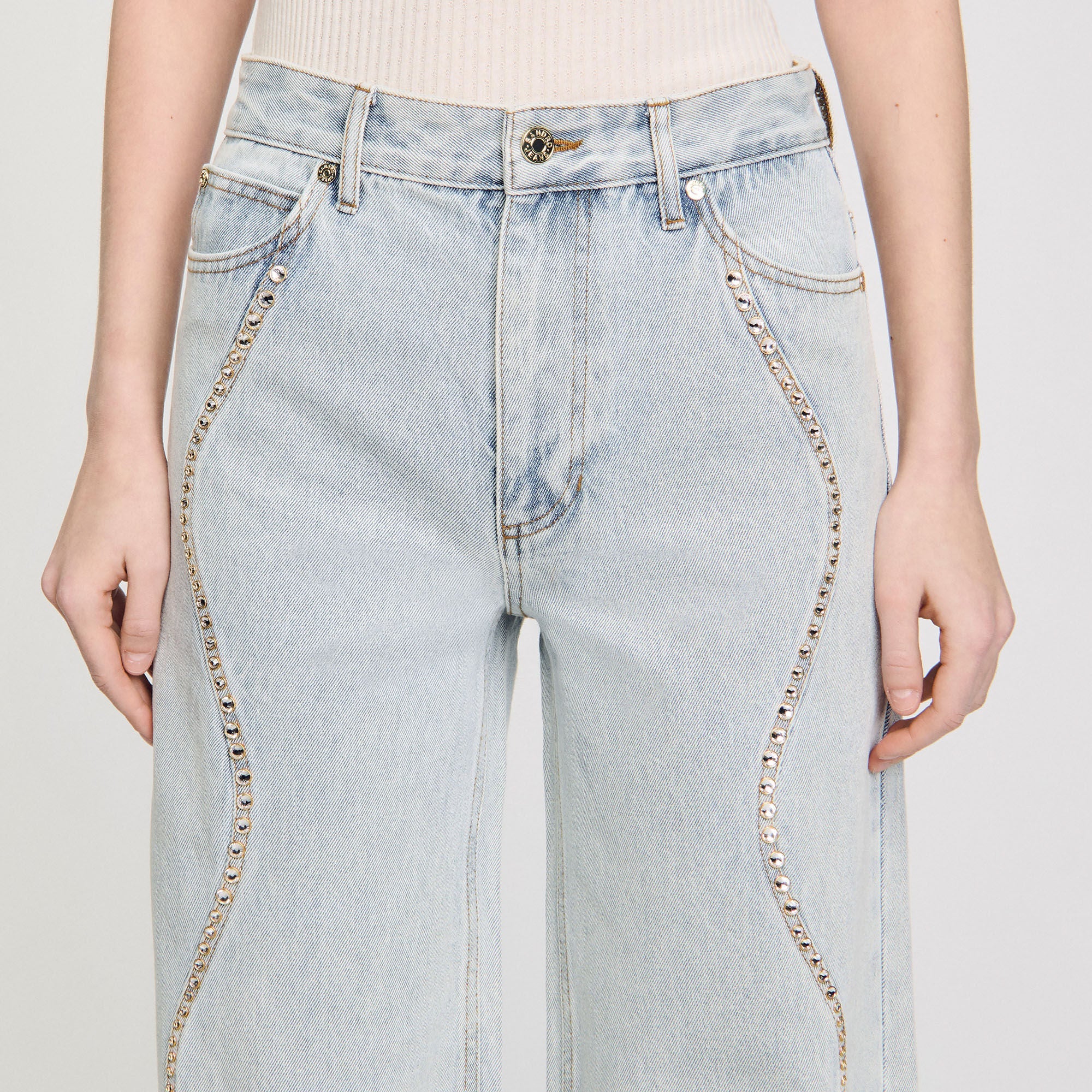 Jeans With Rhinestone Stripes Light Bu Jean