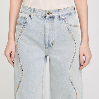 Jeans With Rhinestone Stripes Light Bu Jean