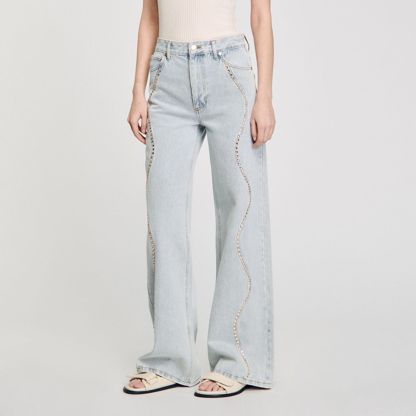 Jeans With Rhinestone Stripes Light Bu Jean