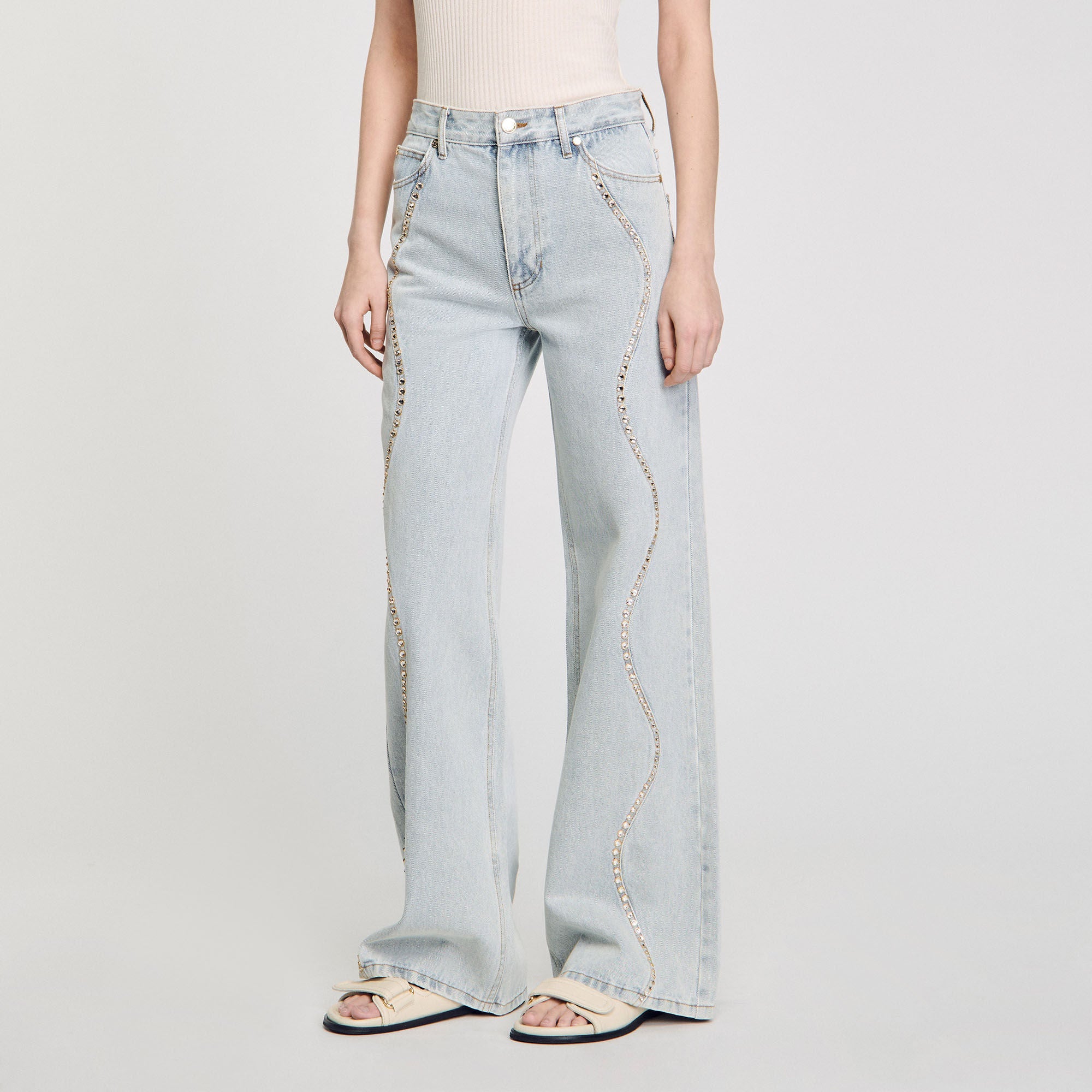 Jeans With Rhinestone Stripes Light Bu Jean