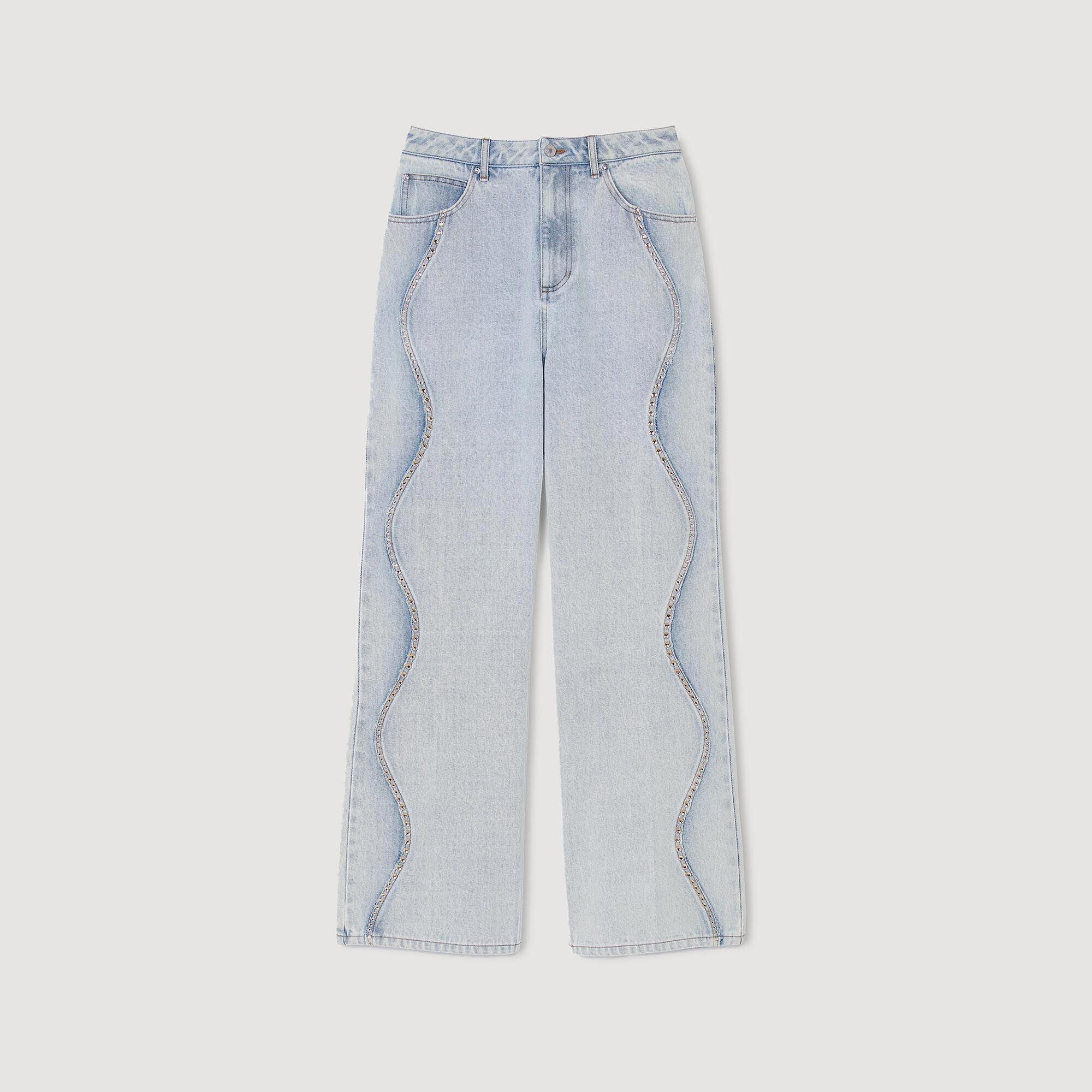 Jeans With Rhinestone Stripes Light Bu Jean