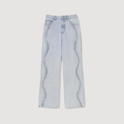 Jeans With Rhinestone Stripes Light Bu Jean