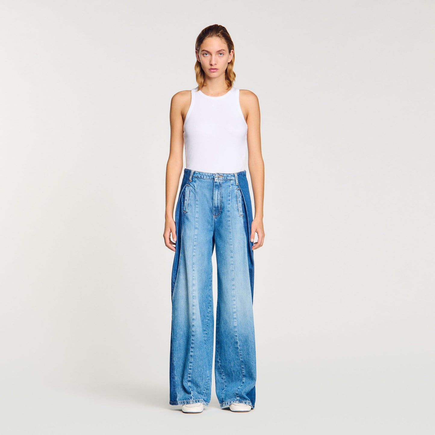 Jeans With Contrasting Panels Blue Jean