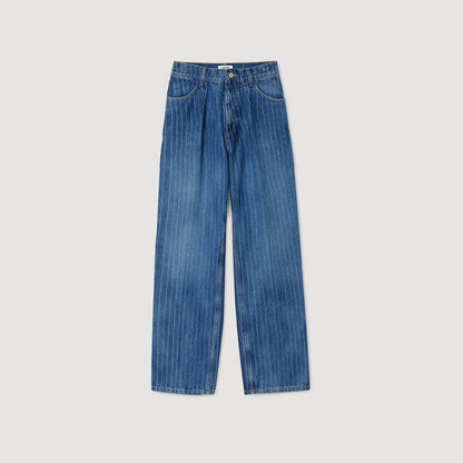 Horizon Wide-Leg Striped Jeans Blue Jean