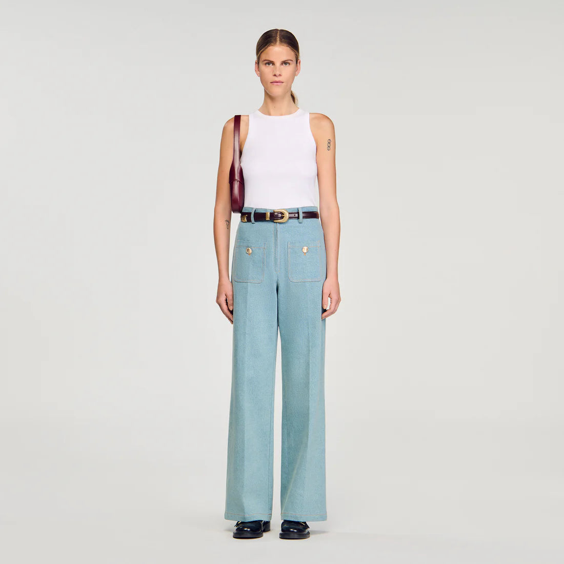 Eliam Faded High-Rise Wide-Leg Jeans Blue Jean
