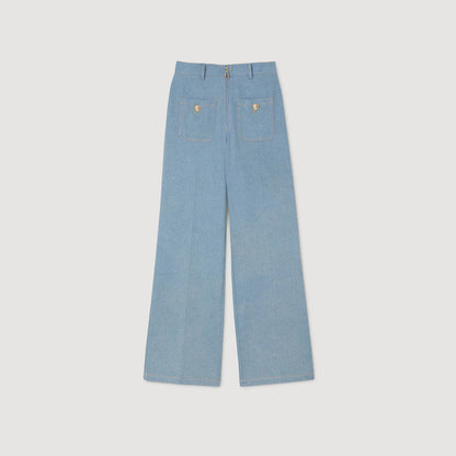 Eliam Faded High-Rise Wide-Leg Jeans Blue Jean