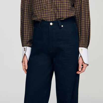 Raph Wide-Leg Raw Jeans Blue Jean