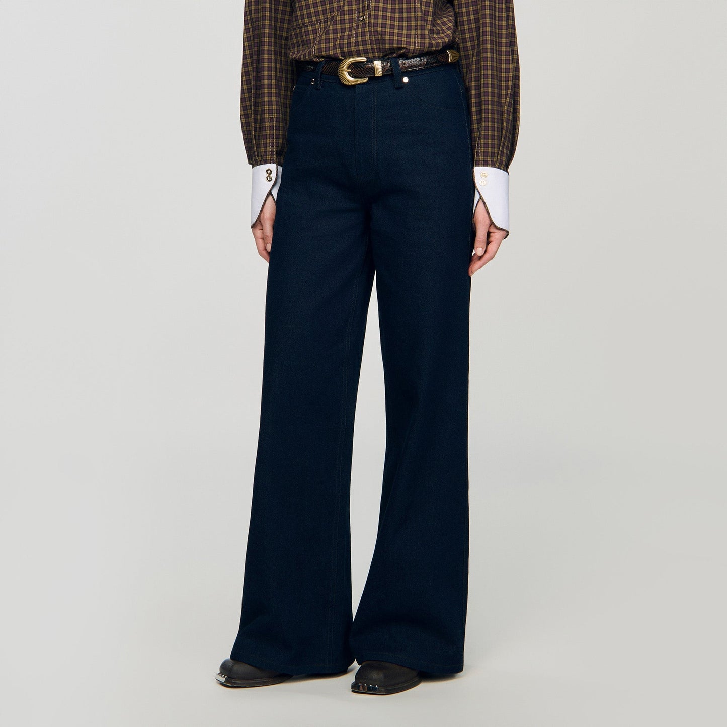 Raph Wide-Leg Raw Jeans Blue Jean