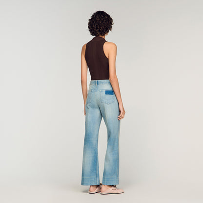 Harper Faded Straight Zipped Cotton Jeans Blue Jean