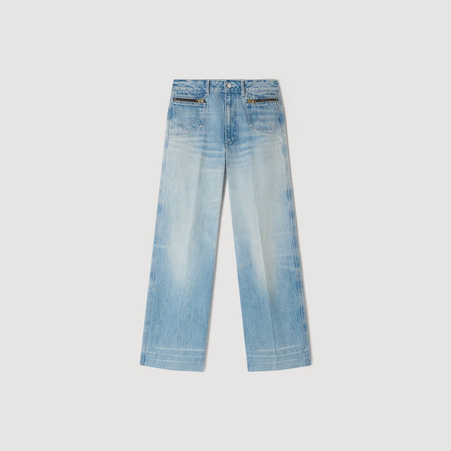 Harper Faded Straight Zipped Cotton Jeans Blue Jean