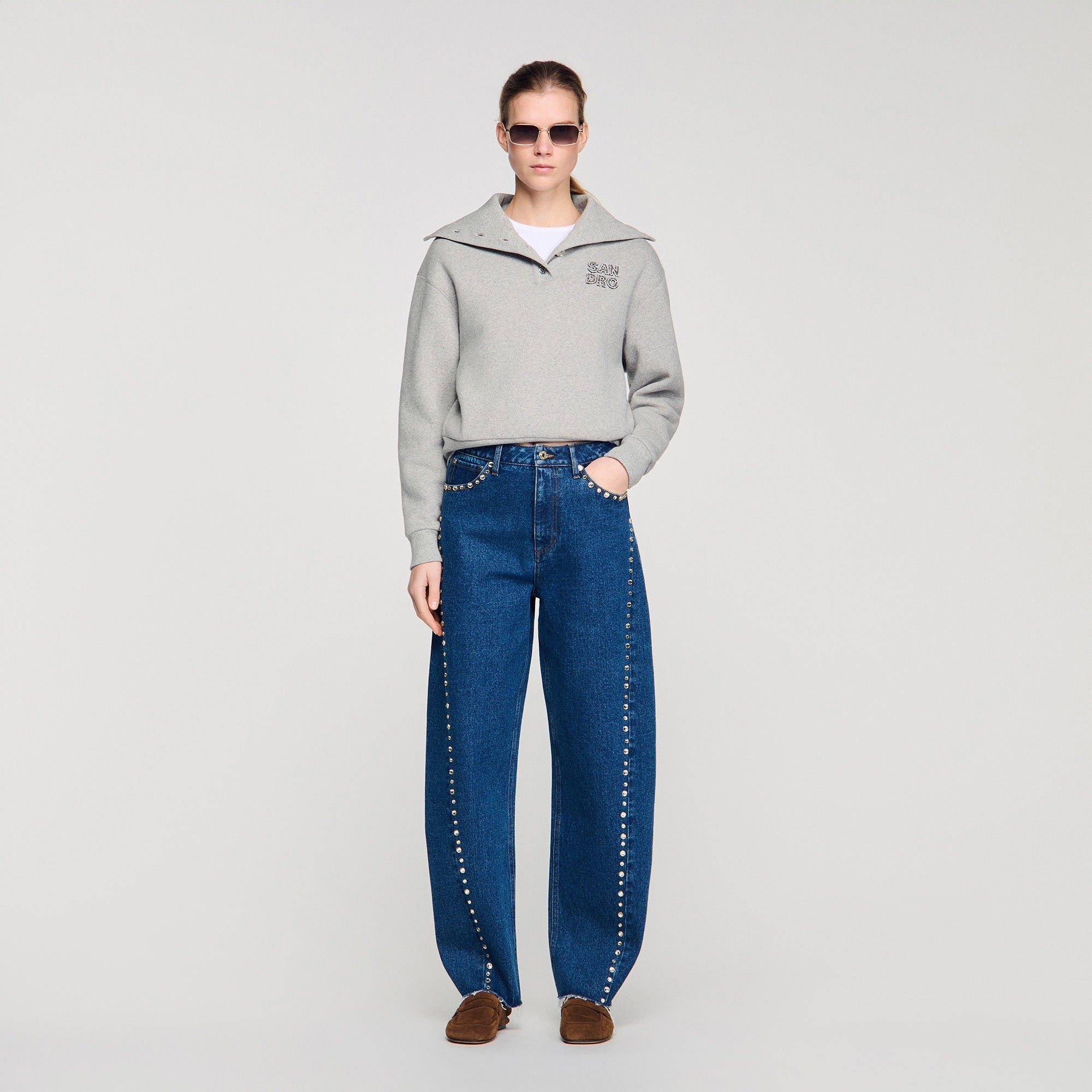 Tomy Rhinestone Barrel Jeans Blue Jean