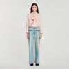 Sigrid Straight-leg leather detail jeans Blue Jean