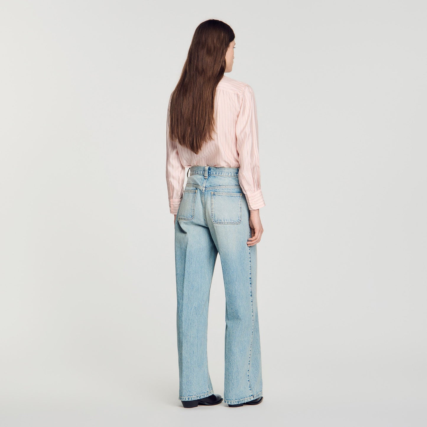 Sigrid Straight-leg leather detail jeans Blue Jean