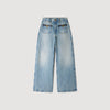 Sigrid Straight-leg leather detail jeans Blue Jean
