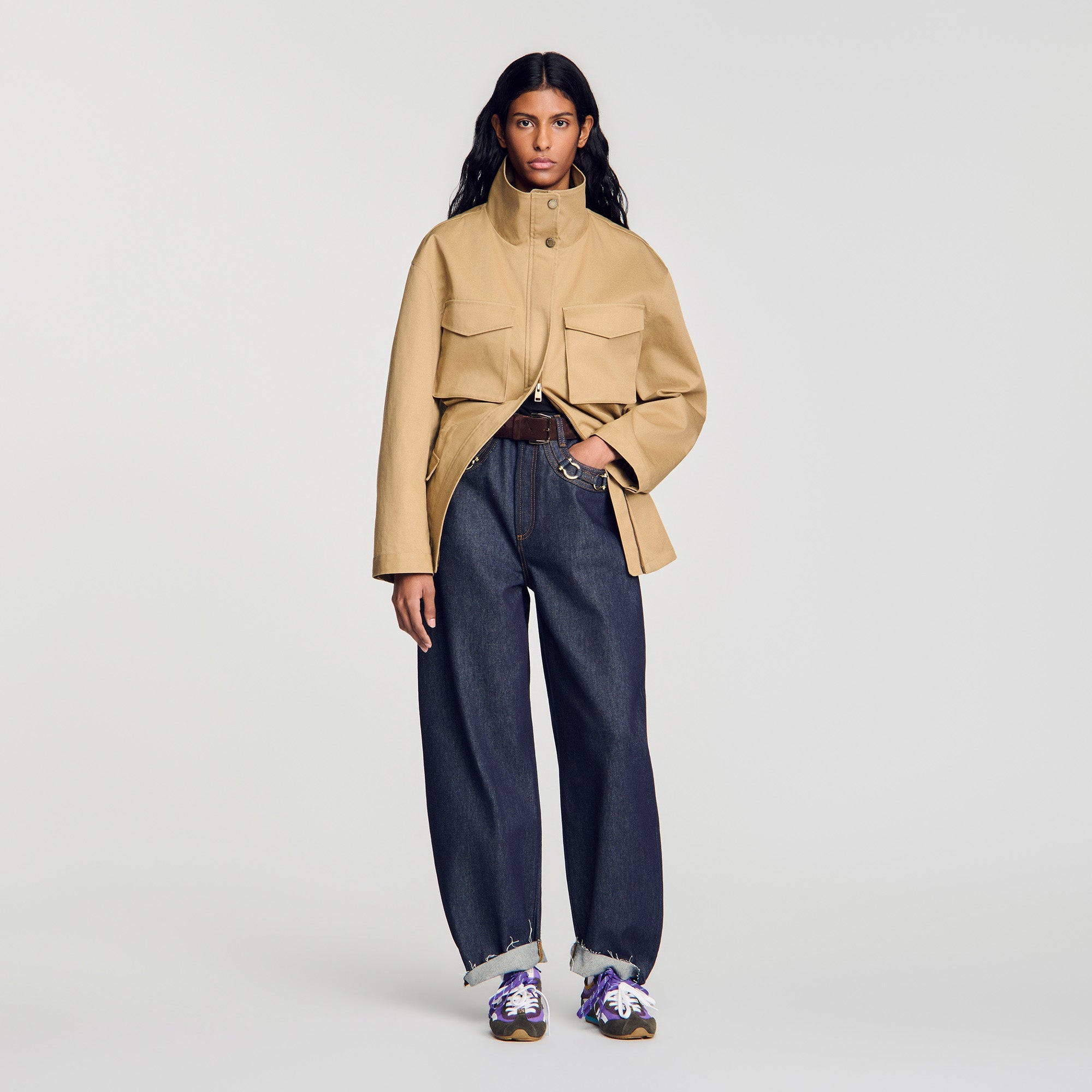 Kaja Barrel Jeans With Metal Details Blue Jean