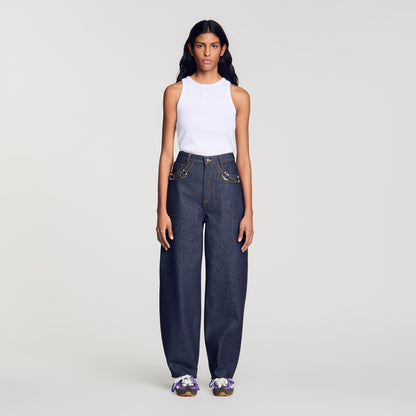 Kaja Barrel Jeans With Metal Details Blue Jean