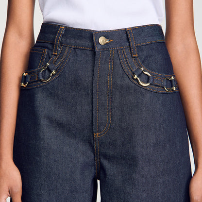Kaja Barrel Jeans With Metal Details Blue Jean