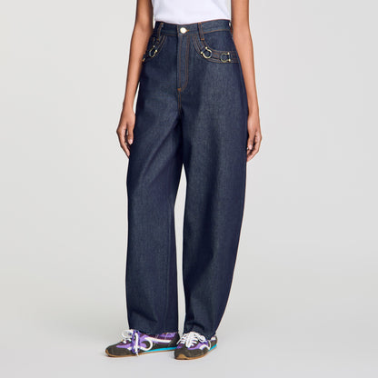 Kaja Barrel Jeans With Metal Details Blue Jean