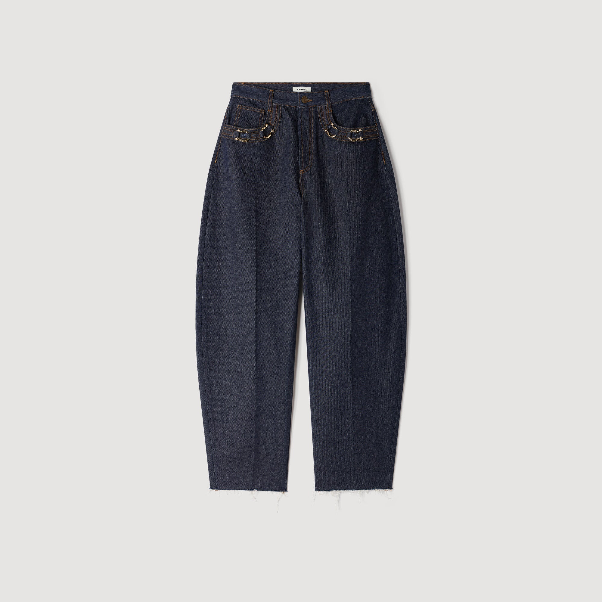Kaja Barrel Jeans With Metal Details Blue Jean