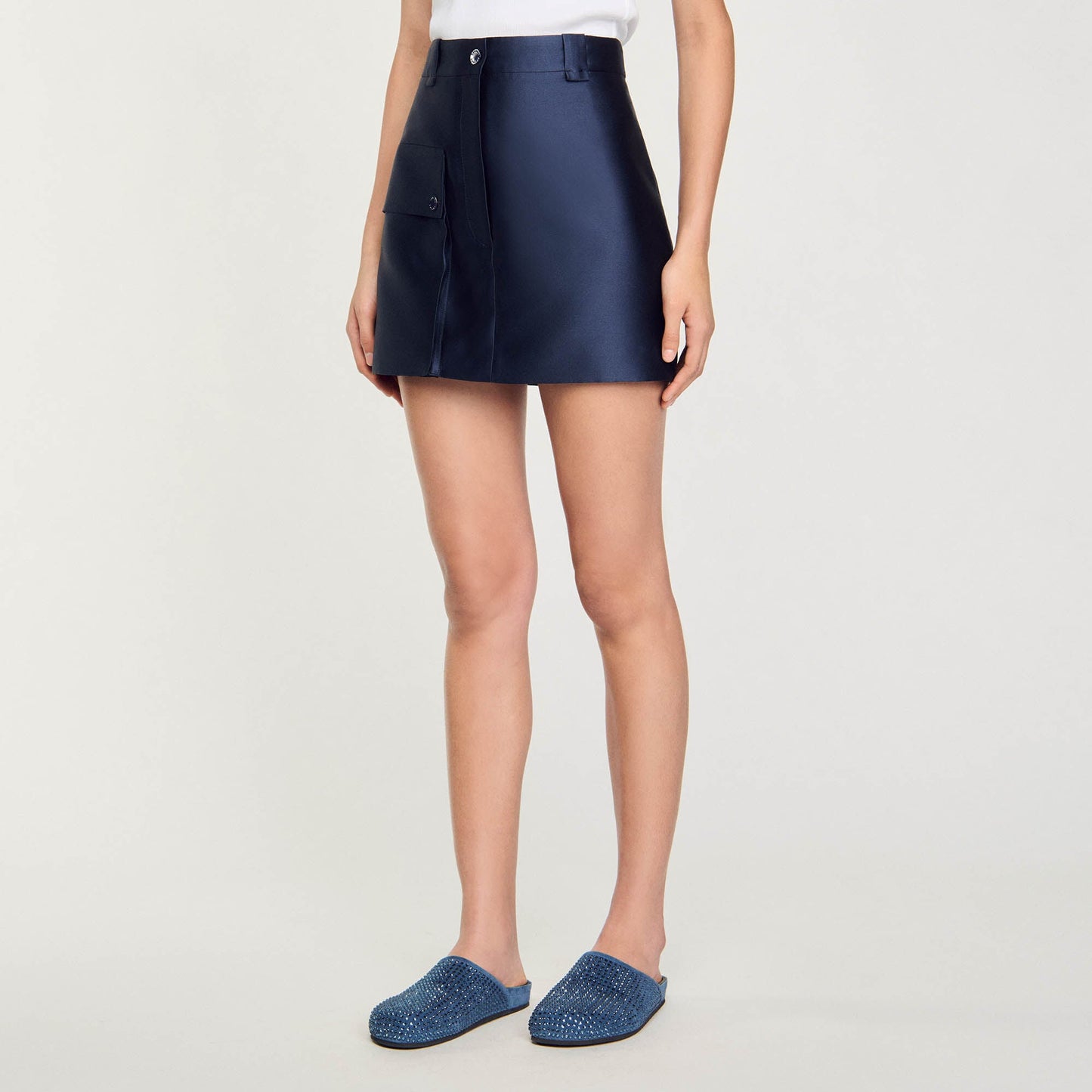 Satin Short Skirt Midnight Blue