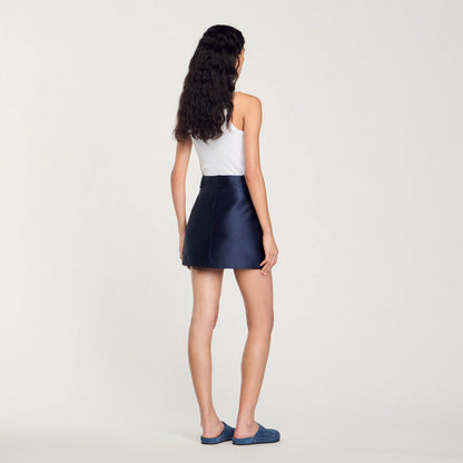Satin Short Skirt Midnight Blue