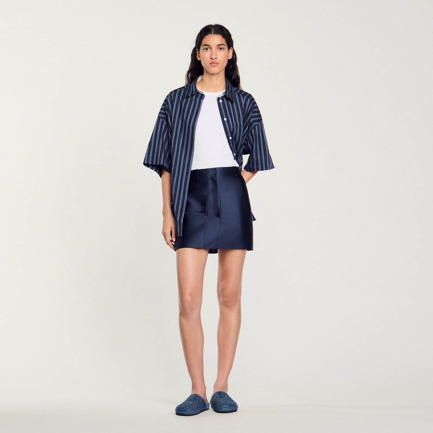 Satin Short Skirt Midnight Blue