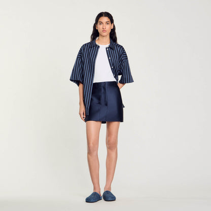 Satin Short Skirt Midnight Blue