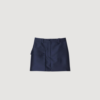 Satin Short Skirt Midnight Blue
