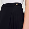 Curb Chain Buckle Pleated Skirt Black