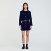 Double-Faced Short Wool Skirt Navy Blue