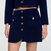 Double-Faced Short Wool Skirt Navy Blue