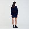 Double-Faced Short Wool Skirt Navy Blue