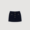 Double-Faced Short Wool Skirt Navy Blue