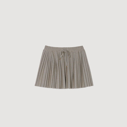 Short Pleated Skirt Camel