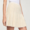 Short Tweed Pleated Skirt Ecru