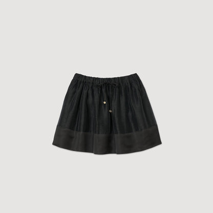 Short Dual-Material Skirt Black