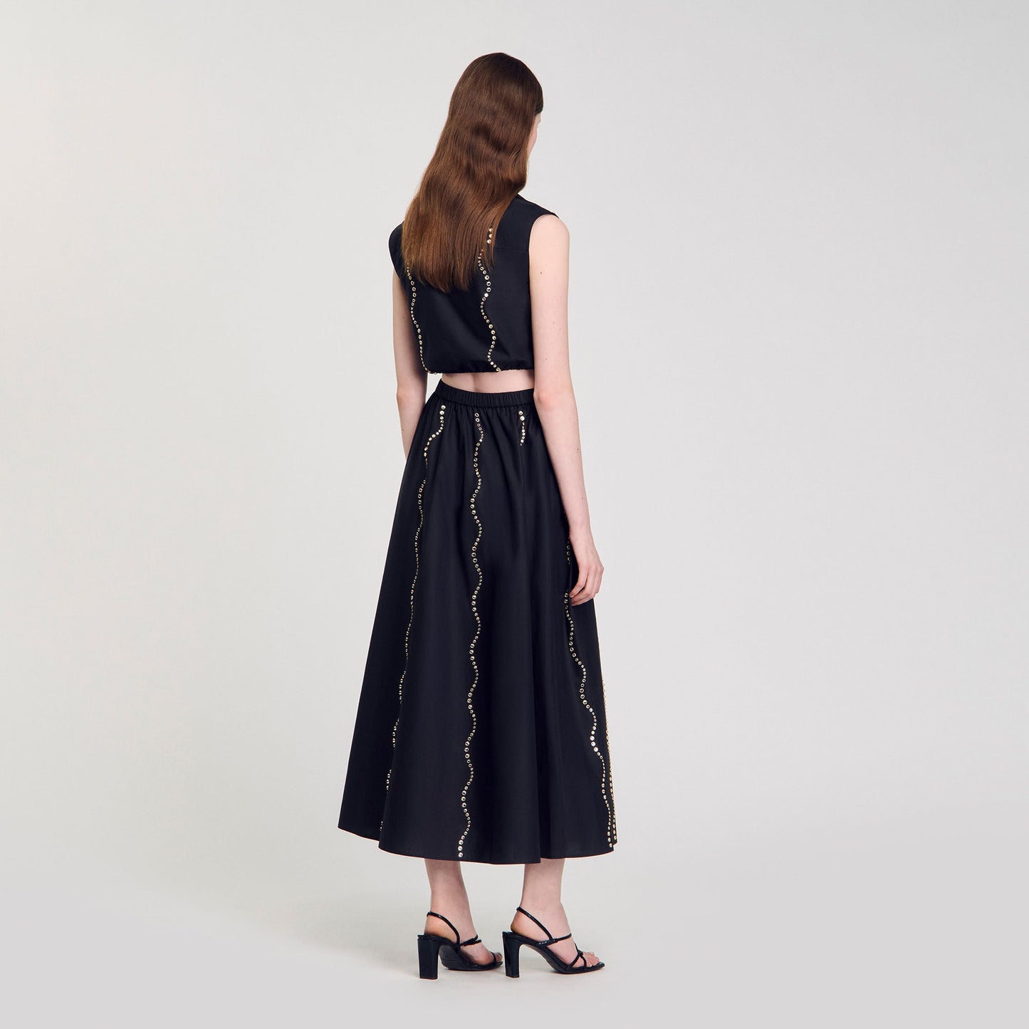 Aviv Crystal Embellished Maxi Skirt Black