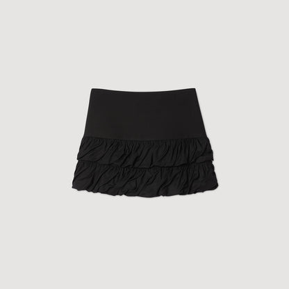 Zeline Short Ruffled Skirt Black