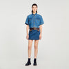Seattle Short Denim And Leather Skirt Dark Blue