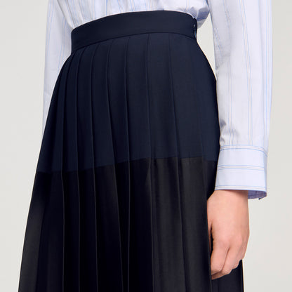 Zaza Long Pleated Skirt Navy Blue