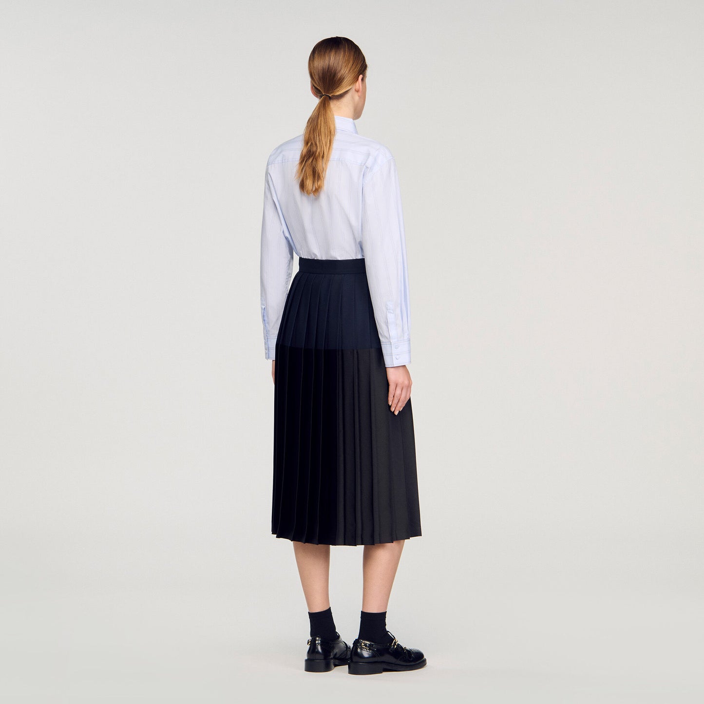 Zaza Long Pleated Skirt Navy Blue