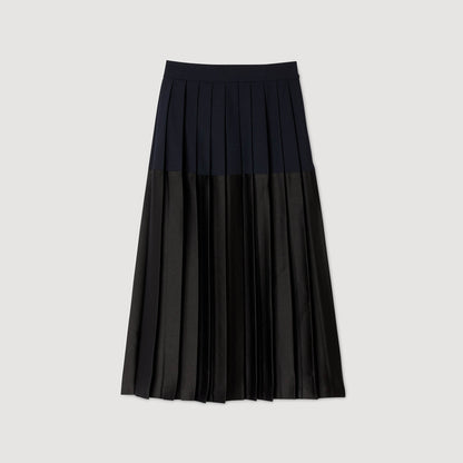 Zaza Long Pleated Skirt Navy Blue