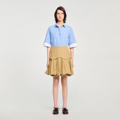 Short Ruffled Skirt Beige