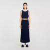 Oceane Long Two-Tone Knit Skirt Navy Blue