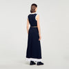 Oceane Long Two-Tone Knit Skirt Navy Blue