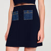 Isolda Short Knit And Denim Skirt Navy Blue