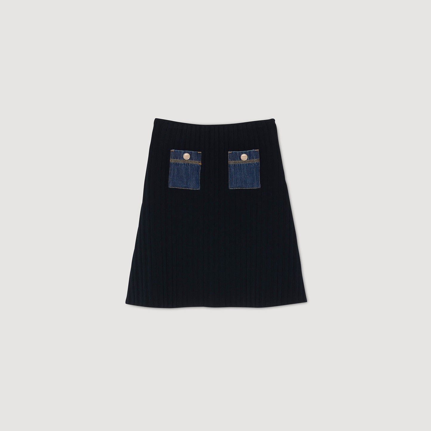 Isolda Short Knit And Denim Skirt Navy Blue